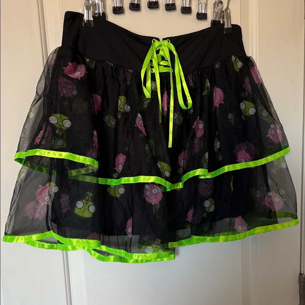 Hot Topic Black Skirt with Neon Green Accents